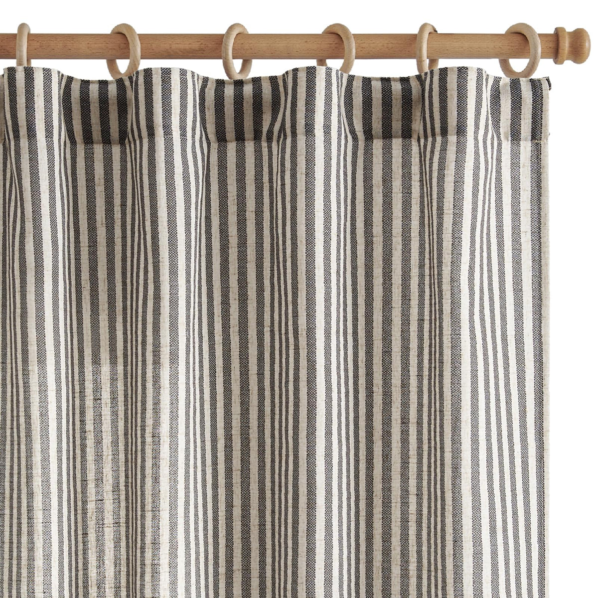 jinchan Linen Curtains 84 Inch Taupe Stripe on Linen Grommet 2 Panels