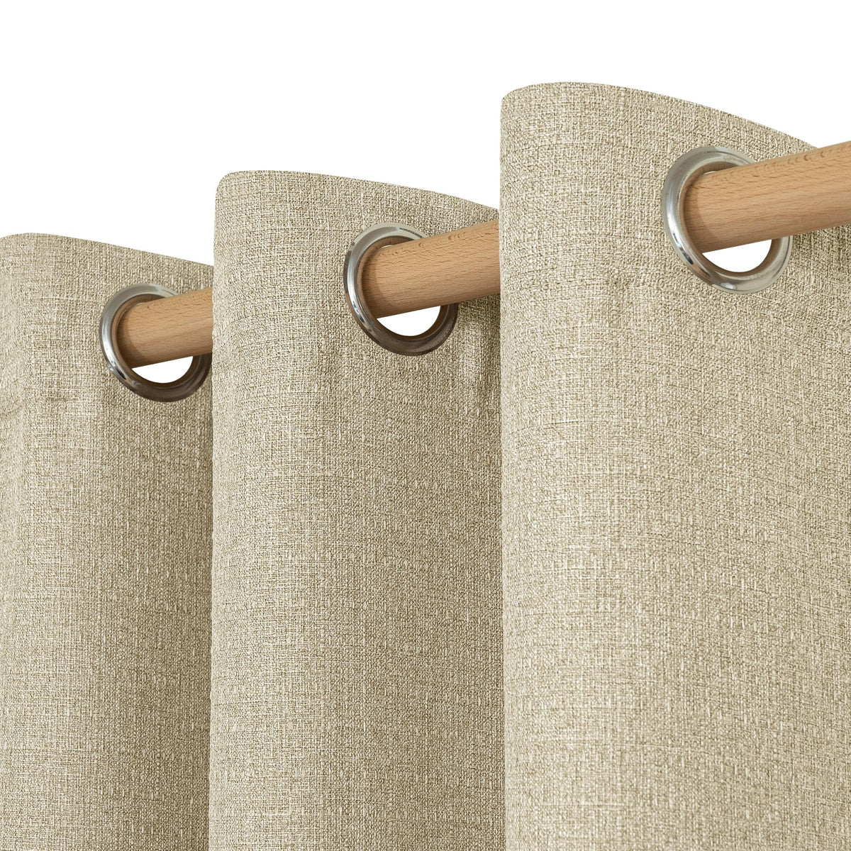 LAMIT 90 Inch Long Oatmeal Linen Curtains for Living Room 2 Panels