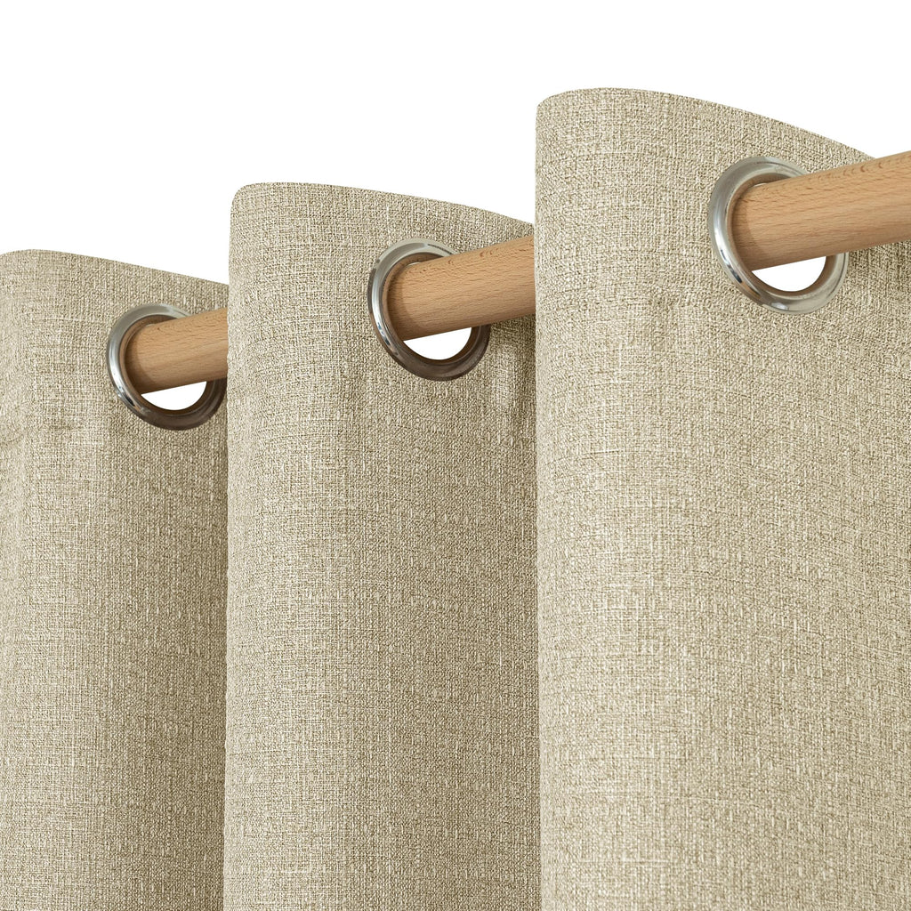 LAMIT 90 Inch Long Oatmeal Linen Curtains for Living Room 2 Panels