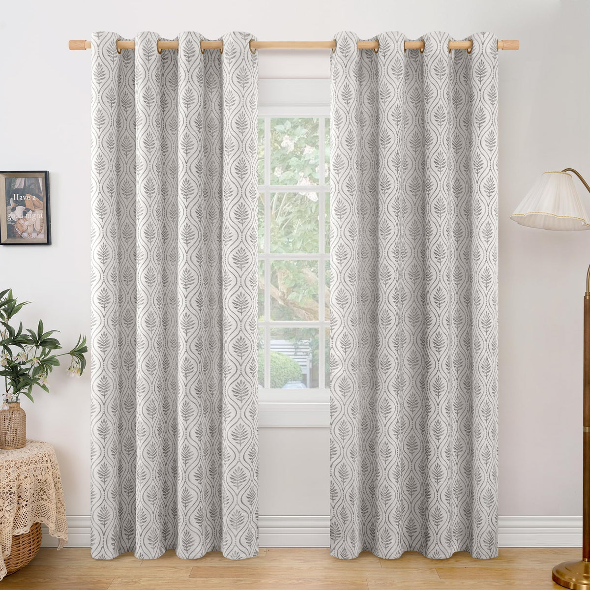 BGment Floral Leaf Curtains for Living Room 84 inch Curtains 2 Panel Set