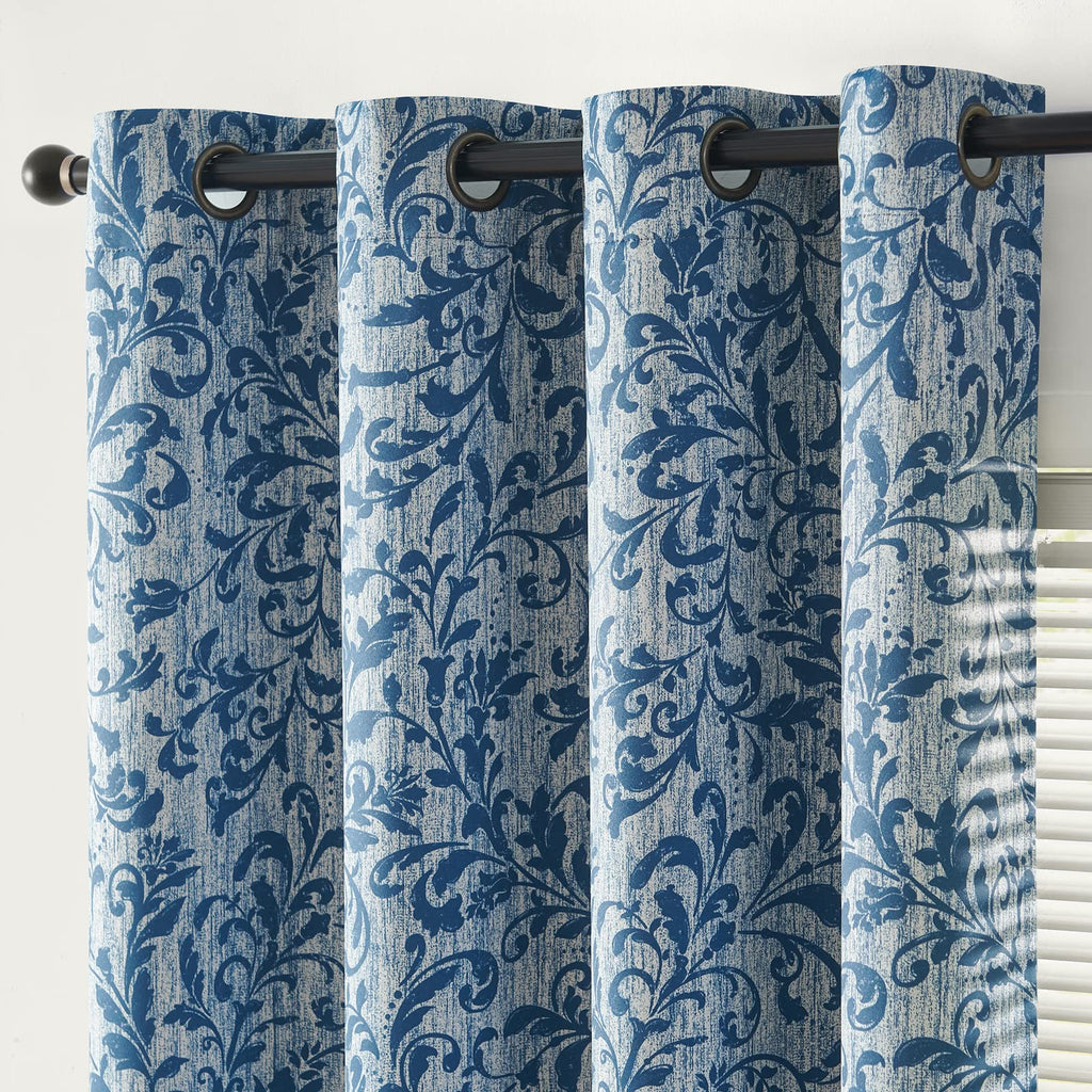 jinchan Black Boho Floral Blackout Curtains W100xL96 Grommet 1 Panel