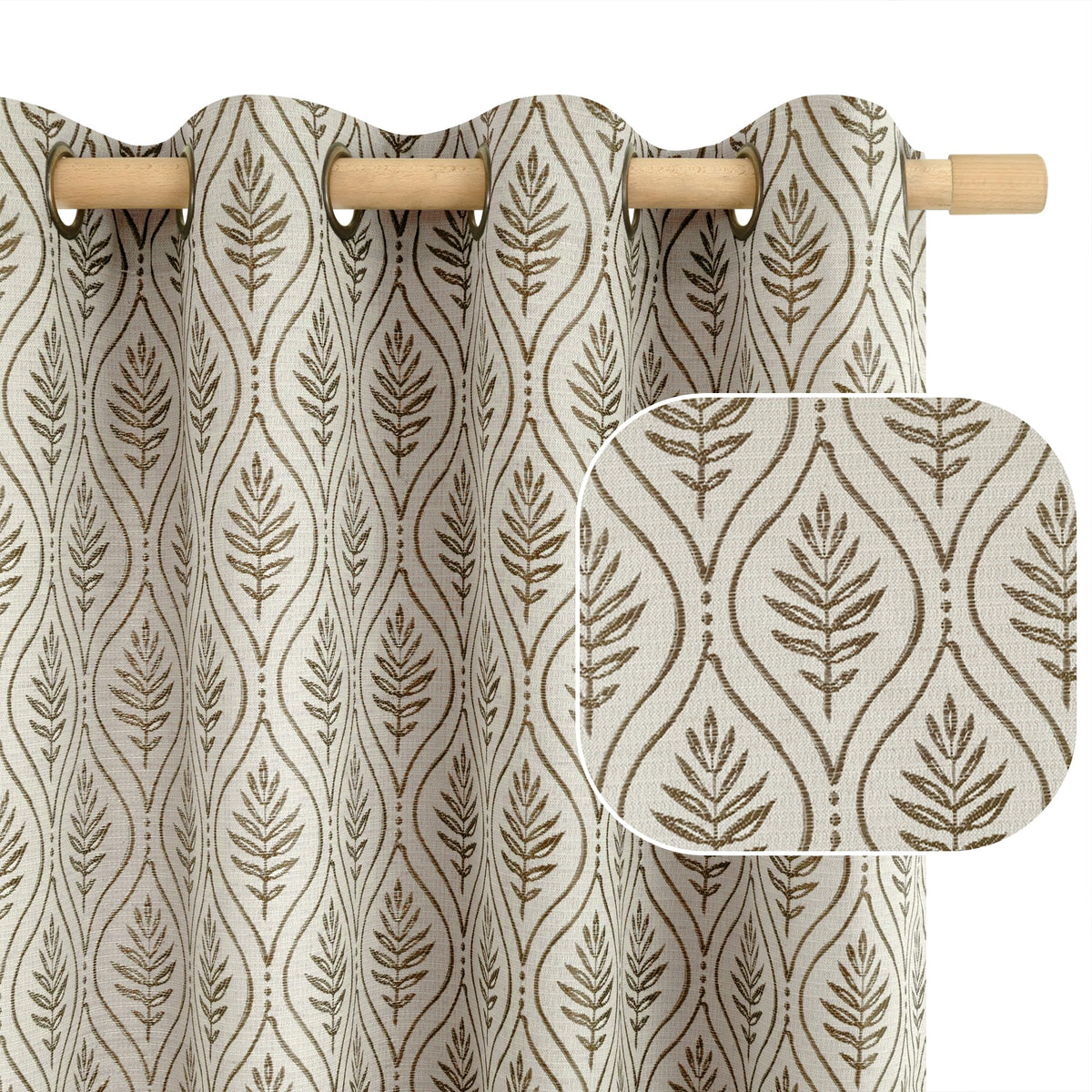 BGment Floral Leaf Curtains for Living Room 84 inch Curtains 2 Panel Set