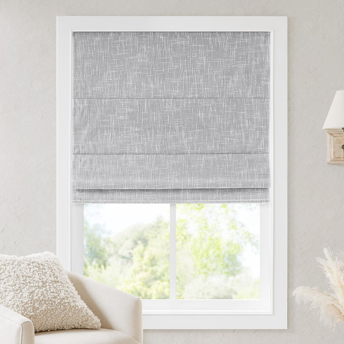Madison Park Roman Shade, Blackout Blinds Thermal Insulated, 35x64 Linen