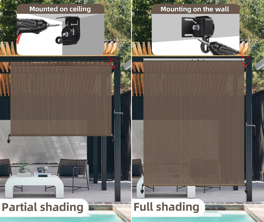 Outdoor Roller Shades,Exterior Cordless Patio Shade Roll Up Blind for Porch