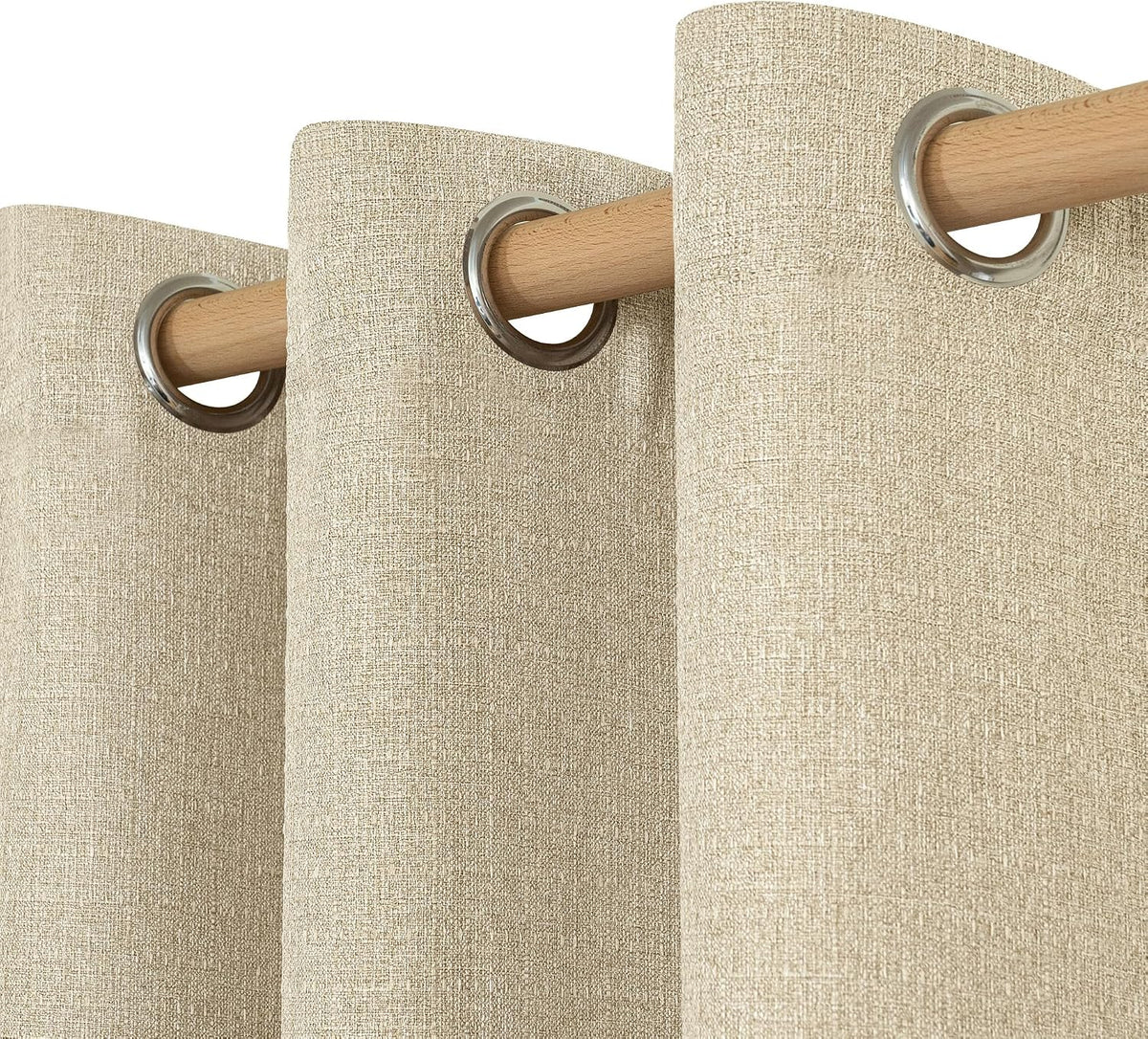 LAMIT 90 Inch Long Oatmeal Linen Curtains for Living Room 2 Panels
