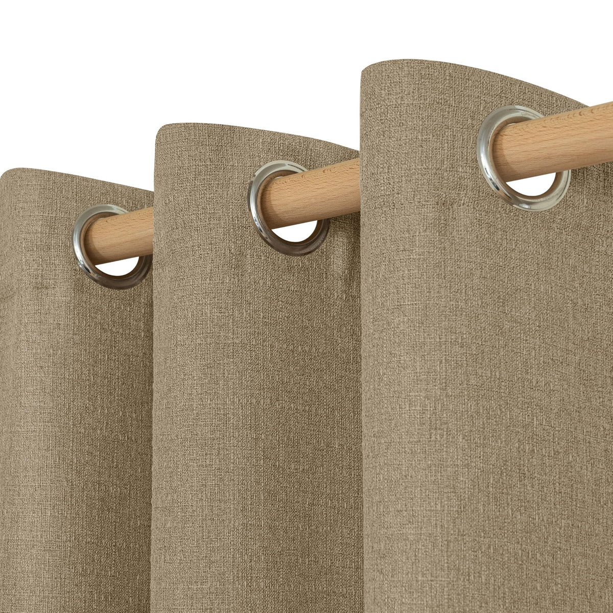 LAMIT 90 Inch Long Oatmeal Linen Curtains for Living Room 2 Panels