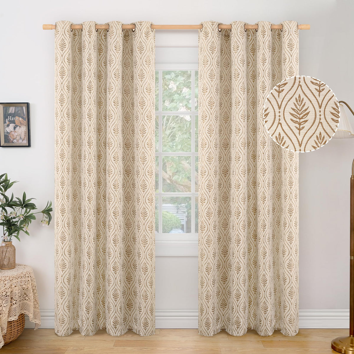 BGment Floral Leaf Curtains for Living Room 84 inch Curtains 2 Panel Set