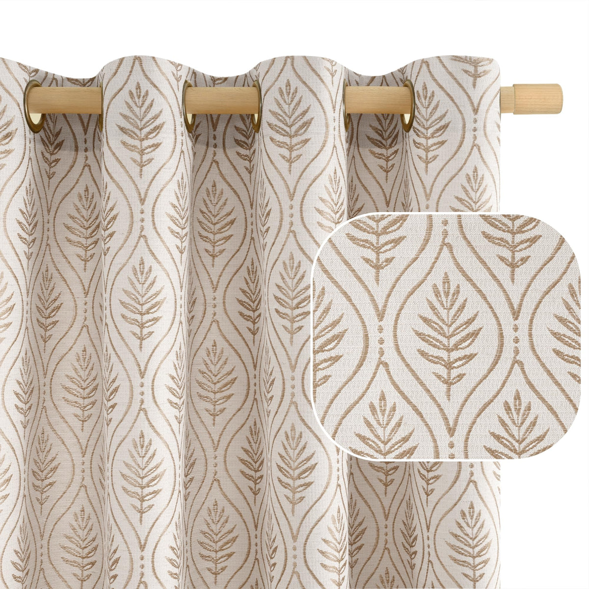 BGment Floral Leaf Curtains for Living Room 84 inch Curtains 2 Panel Set
