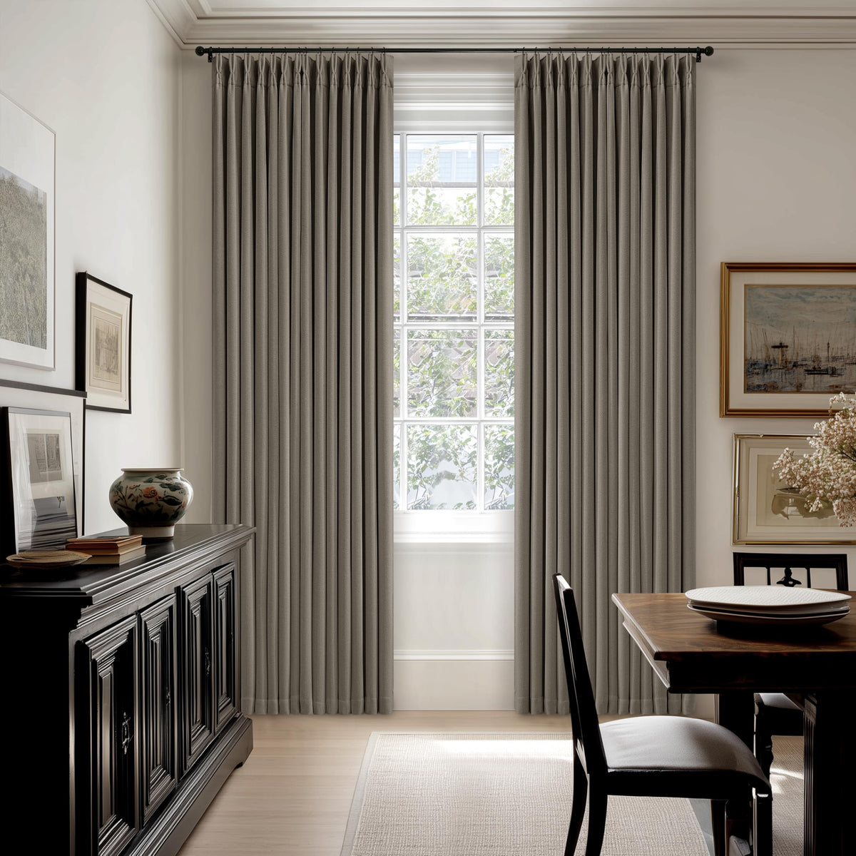 102 Inch Pinch Pleated Blackout Curtains for Bedroom 2 Panels Natural