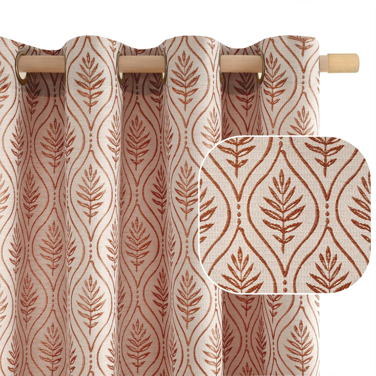 BGment Floral Leaf Curtains for Living Room 84 inch Curtains 2 Panel Set