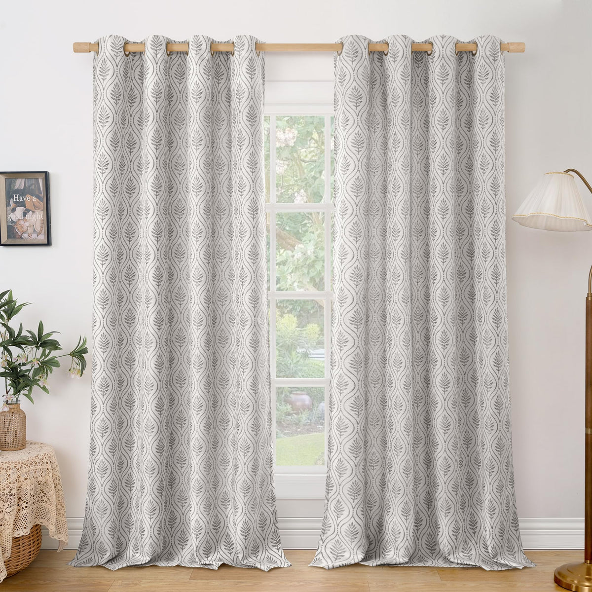 BGment Floral Leaf Curtains for Living Room 84 inch Curtains 2 Panel Set