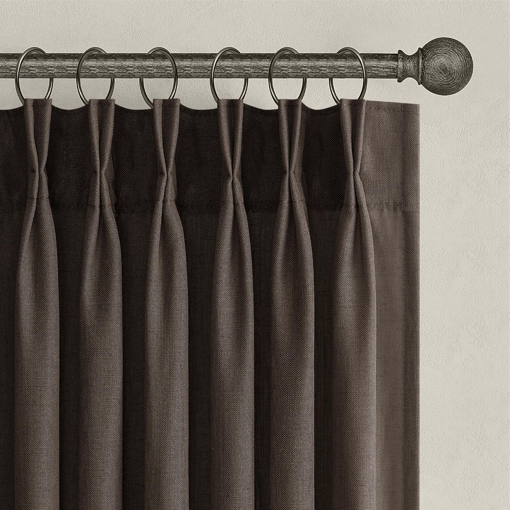 Topfinel Oatmeal Beige Pinch Pleated Curtains 84 Inches Long for Living Room 2 Panels Sets,Stone Washed Linen Earth Tone Decor Back Tab Boho Neutral Greige Earthy Sheer Curtain for Bedroom