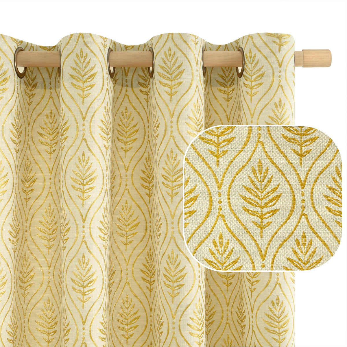 BGment Floral Leaf Curtains for Living Room 84 inch Curtains 2 Panel Set