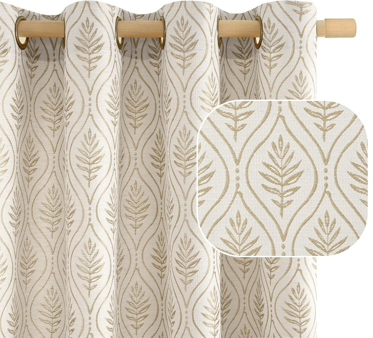 BGment Floral Leaf Curtains for Living Room 84 inch Curtains 2 Panel Set