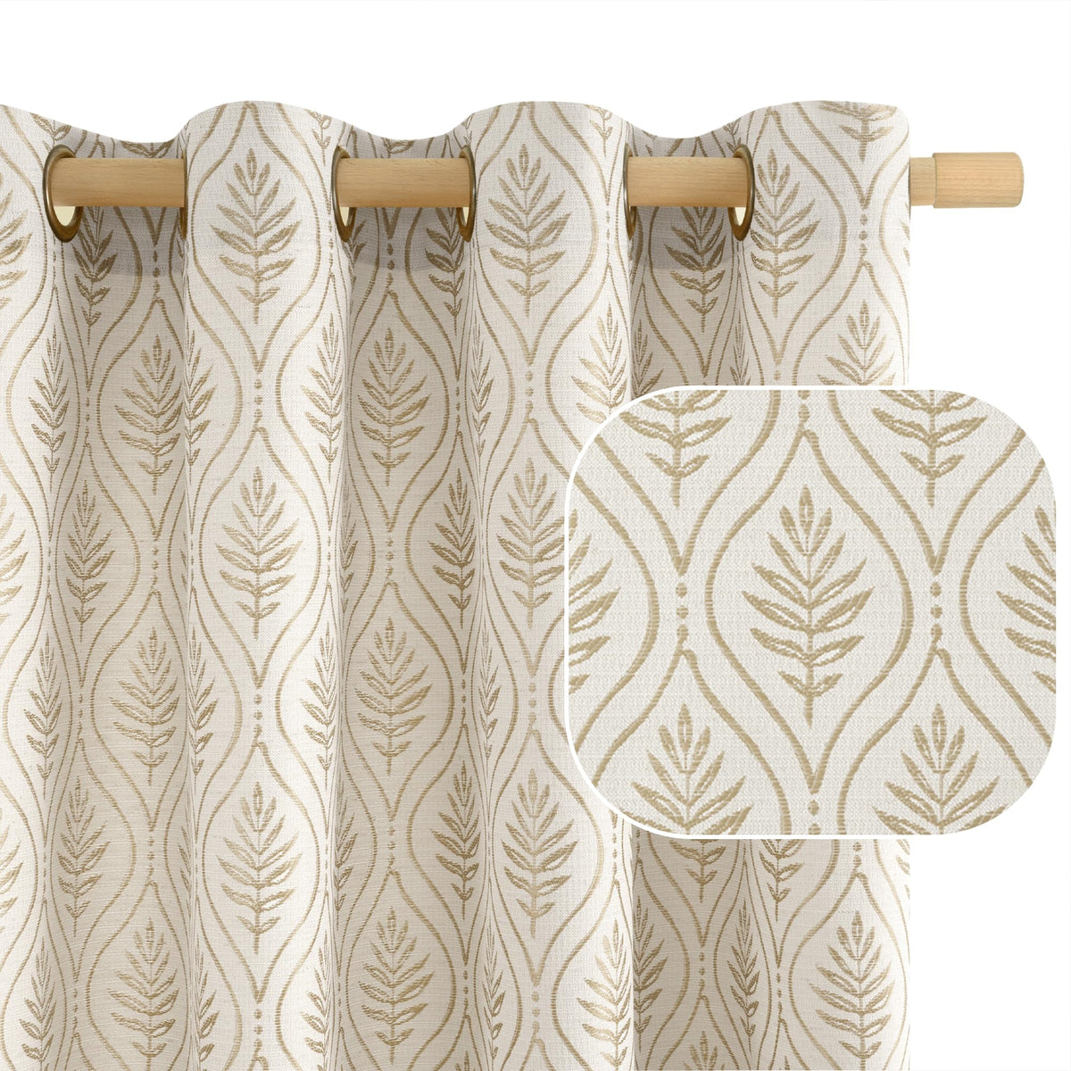 BGment Floral Leaf Curtains for Living Room 84 inch Curtains 2 Panel Set